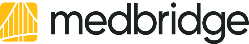 Medbridge logo with a yellow and white bridge on the left and "medbridge" in bold black letters on the right.